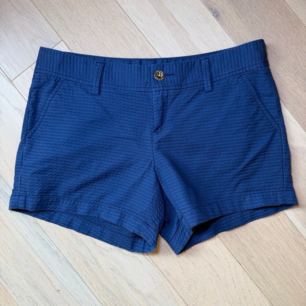 Lilly Pulitzer Callahan Shorts Womens Size 10 Blue Textured Cotton Casual Preppy